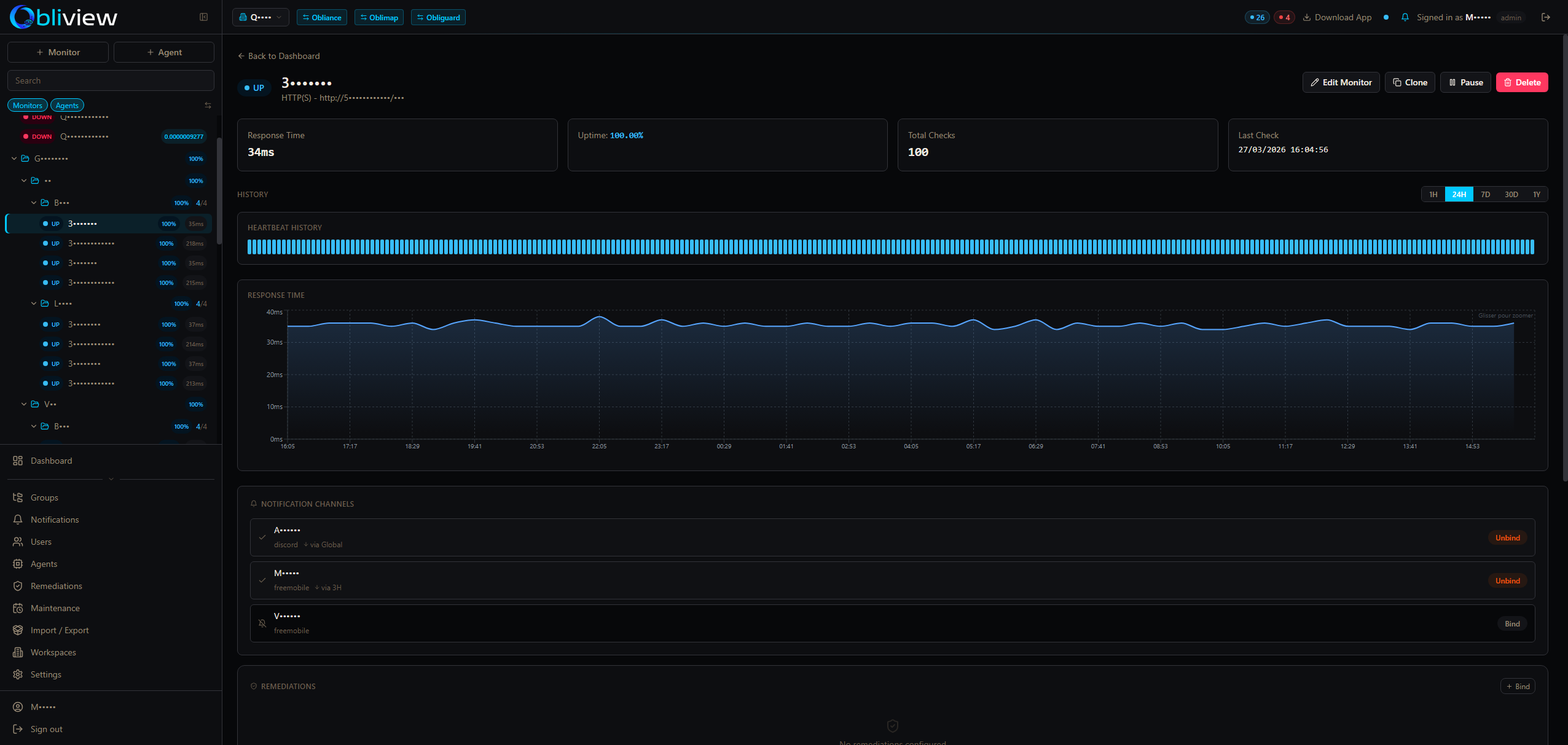 Healthy HTTP monitor with clean uptime